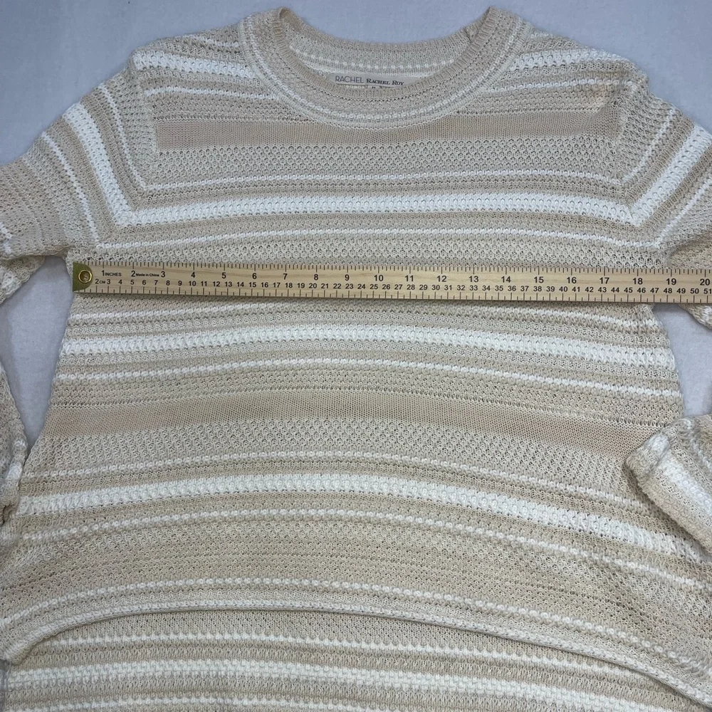 Rachel Roy Cream Stripe Knit Sweater Lightweight Boho Small - Picture 5 of 6